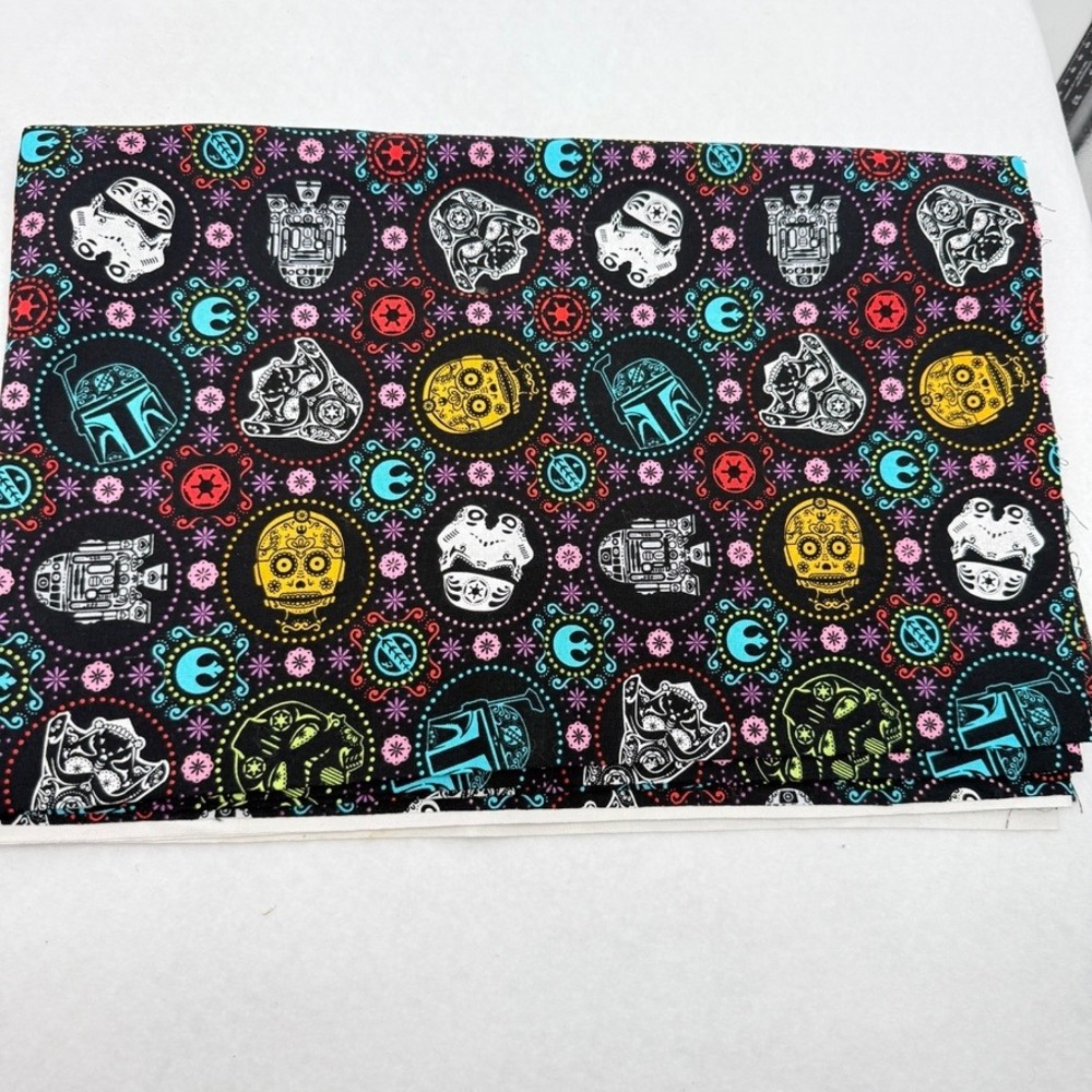 Star Wars Camelot Fabrics Cotton Fabric Cut 64"x44" Black Sugar Skull Goth NEW